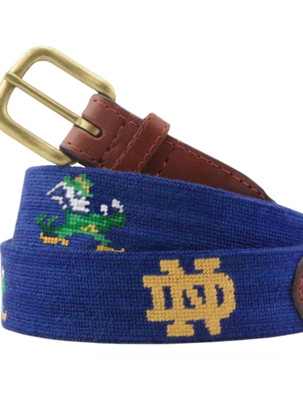Smathers & Branson Notre Dame Fighting Irish Needlepoint Belt Sz 38